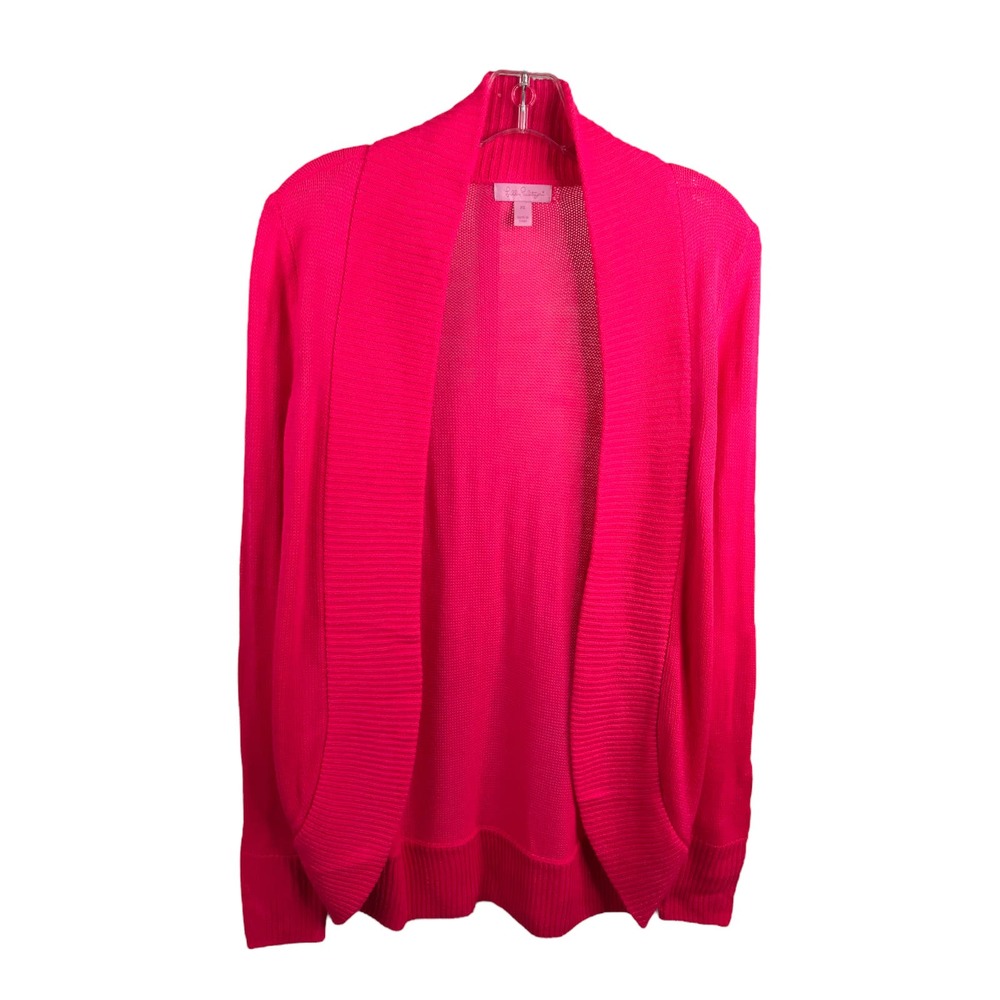 Lilly Pulitzer Women Amalie Cardigan Sweater Open‎ Front Pink Barbiecore XS $138